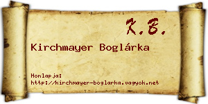 Kirchmayer Boglárka névjegykártya